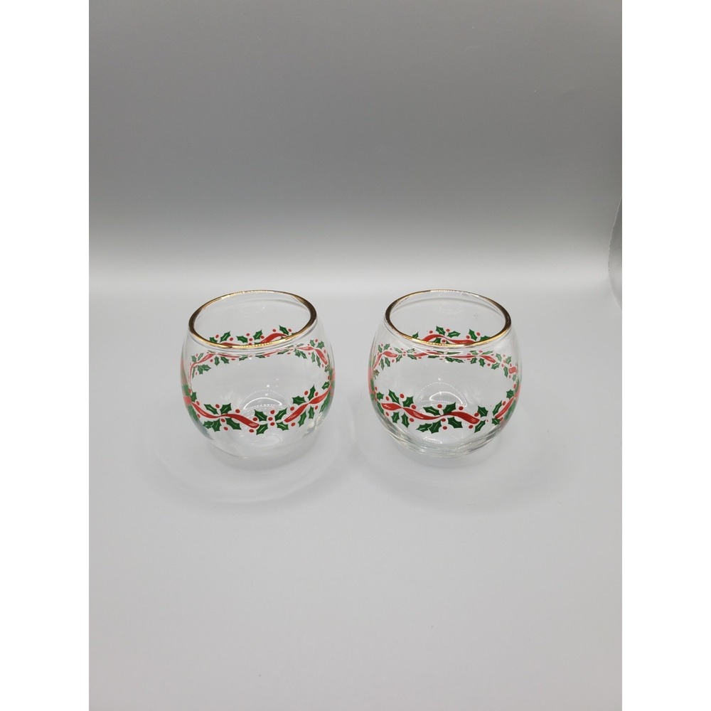 Vintage Holiday Glass Tea Light Candle Holders